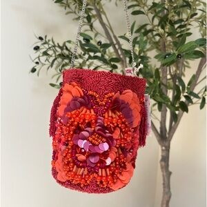 Red Floral Viral Beaded Bucket Bag Crossbody 💃🏻🛍️